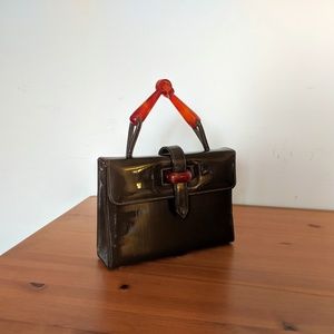 Vintage Lucite Handbag, Burgundy